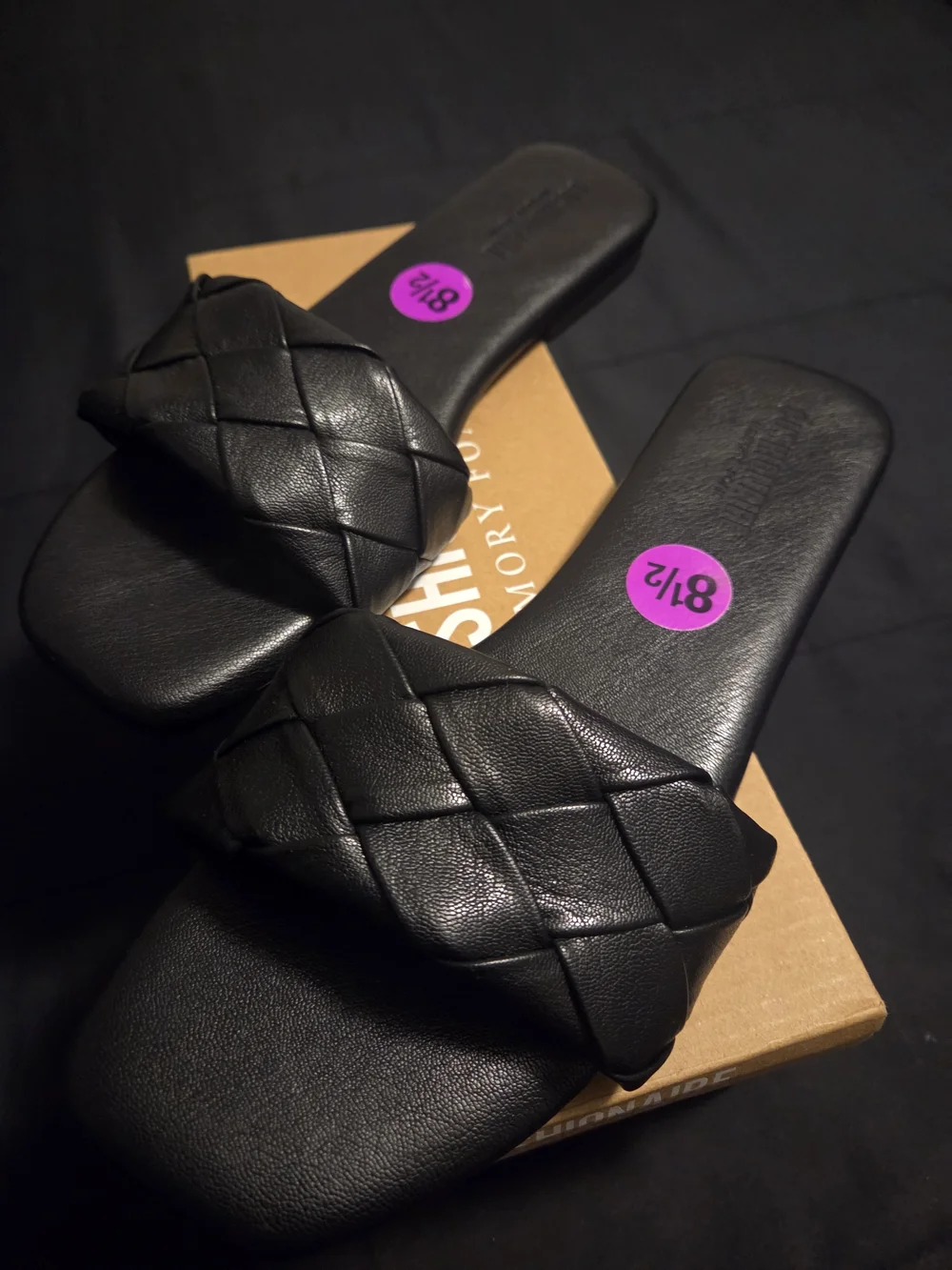 Black Woven Slide Sandals - Women's Comfort Slides